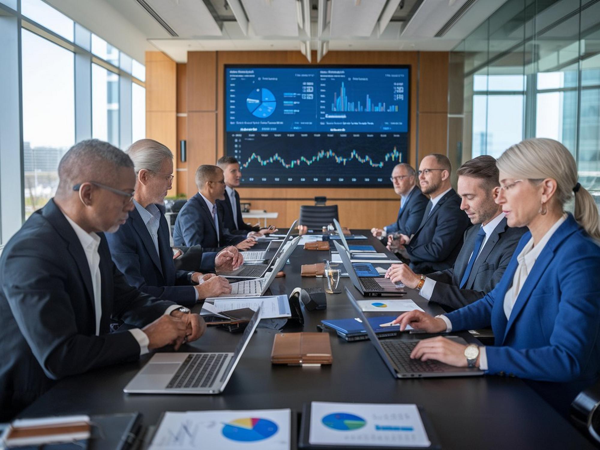 Office consultation with financial charts