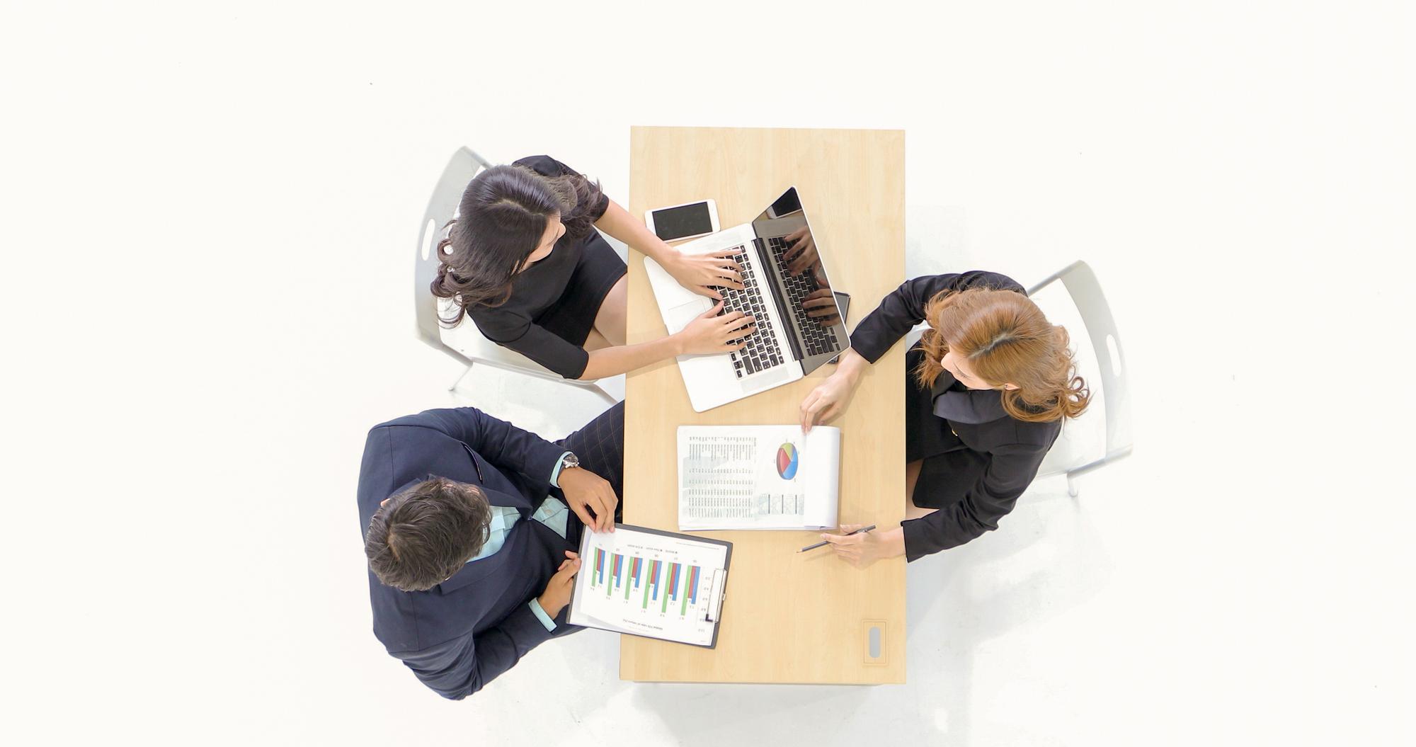Team discussion over portfolio