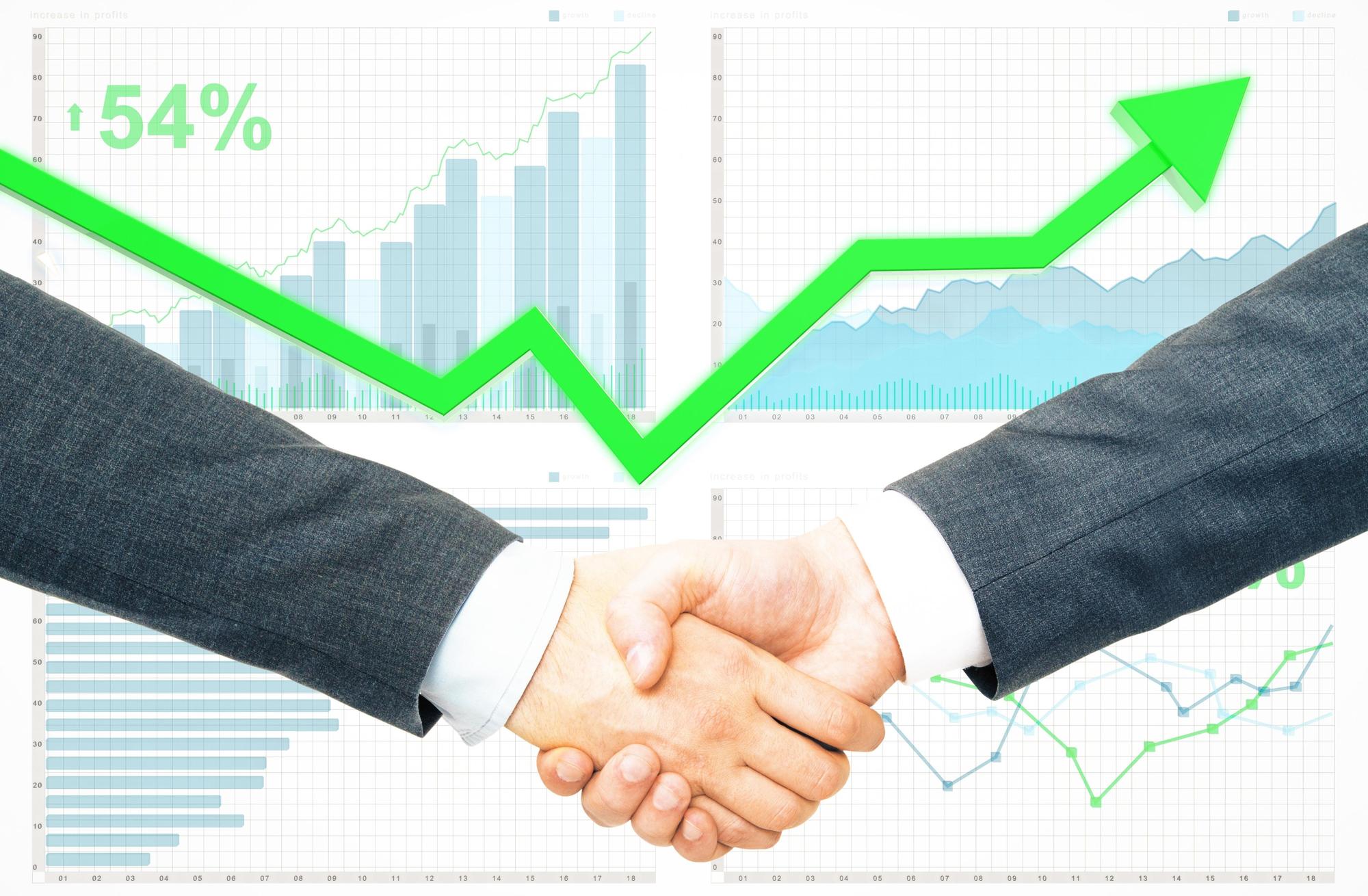 Pricing illustration: growth curve and handshake